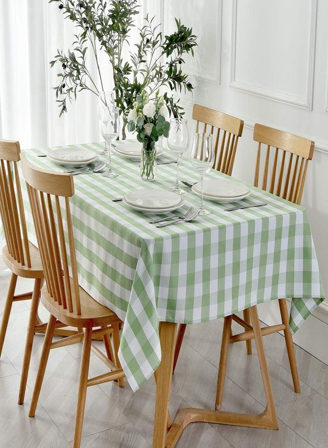 maxmill Checkered Rectangle Tablecloth Water Resistance Wrinkle Free Spillproof Heavy Weight Gingham Plaid Table Cloth for Buffet Banquet Parties Event Holiday Dinner, 60 x 84 Inch Mint and White - Image 1